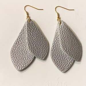 Double Silver Leather Earrings